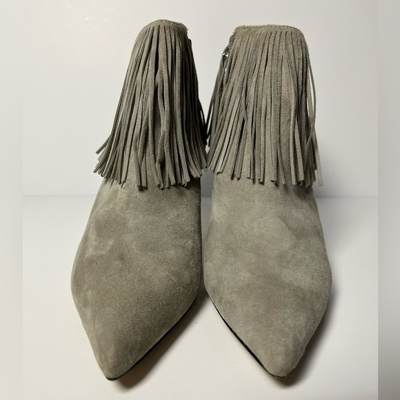 Sam Edelman Kandice Fringe Ankle Boots Dove Gray Suede Womans Size 8.5 Side Zip - Picture 3 of 13